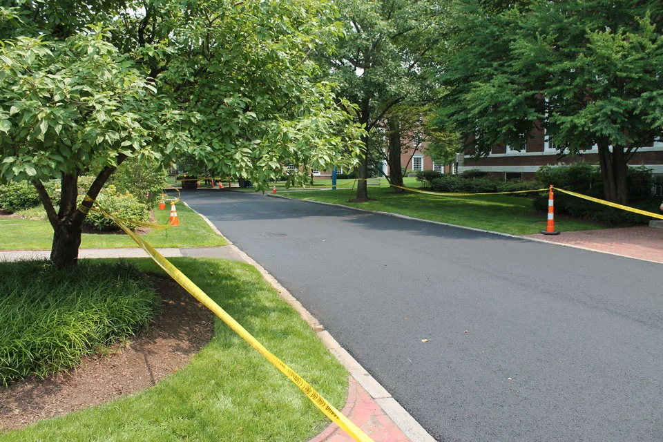 freshly paved residential street