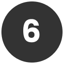 white number 6 with black circle in the background