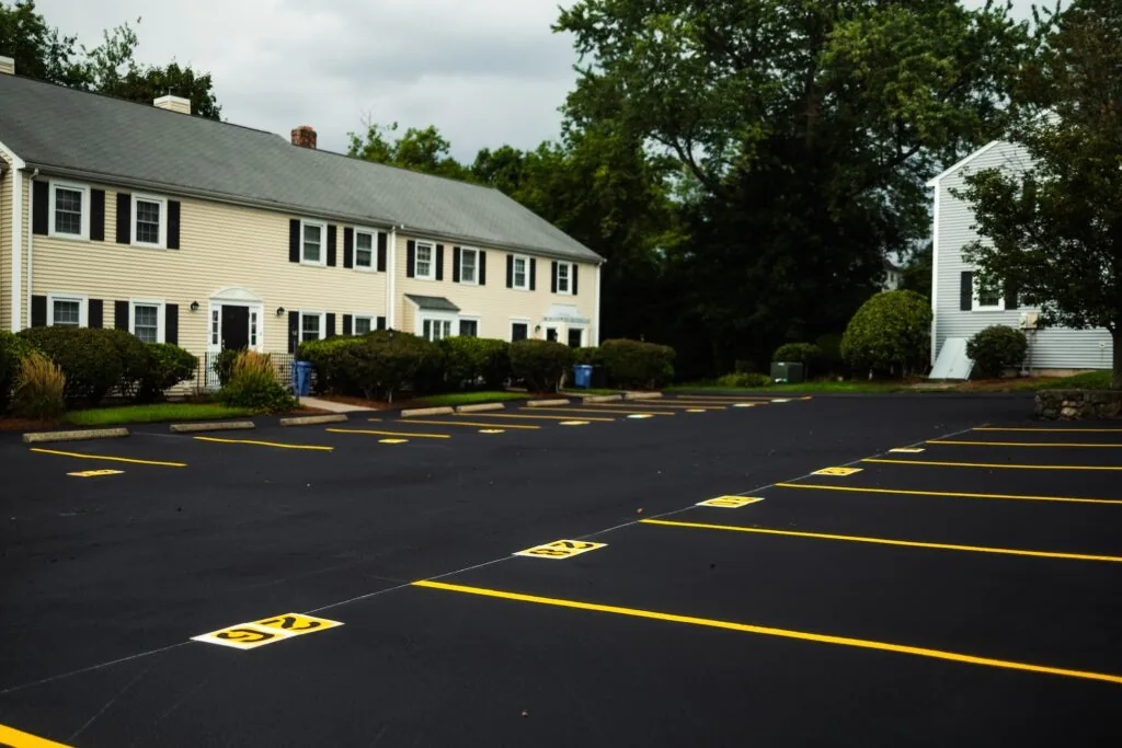 freshly painted parking lot