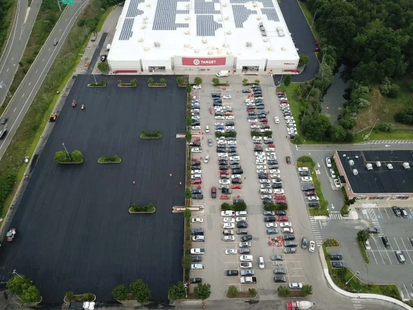 aerial view of a target parking lot