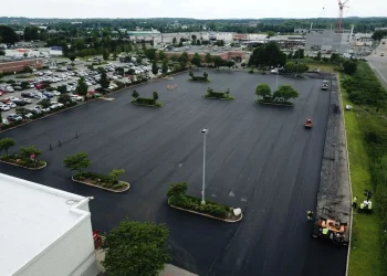 freshly paved parking lot