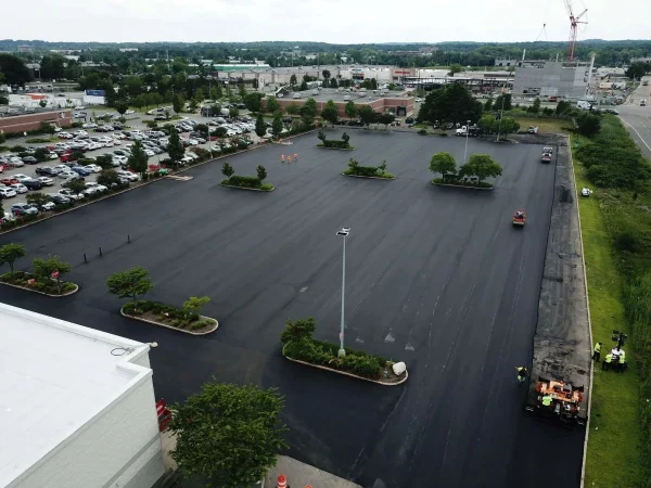 freshly paved parking lot