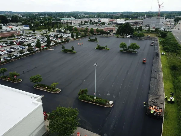 freshly paved parking lot
