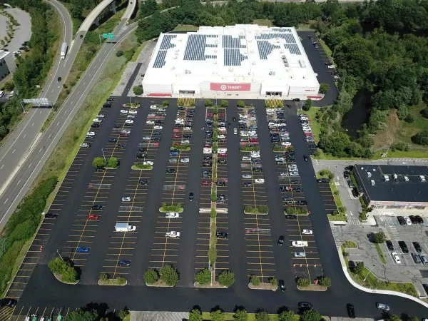aerial view of a target parking lot