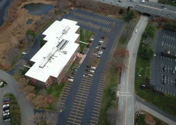 aerial view of an office building
