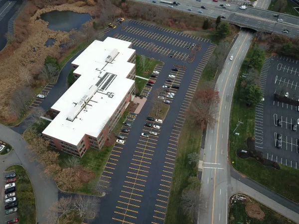 aerial view of an office building
