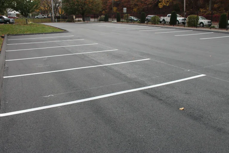 freshly painted parking lot stripes