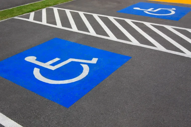 closeup of a handicapped parking space